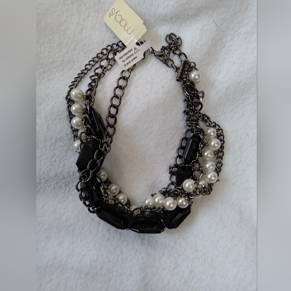 INC International Concepts Black and White Chain Necklace